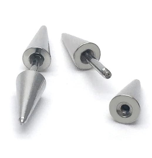 Pair of Surgical Steel Lightweight Punk Double Cone Spike Arrow Stud E