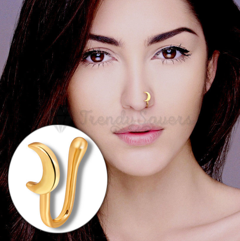 Nose ring without hot sale piercing gold