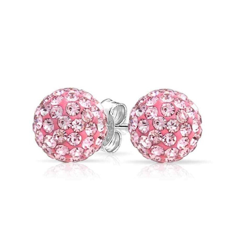 Pink ball deals earrings