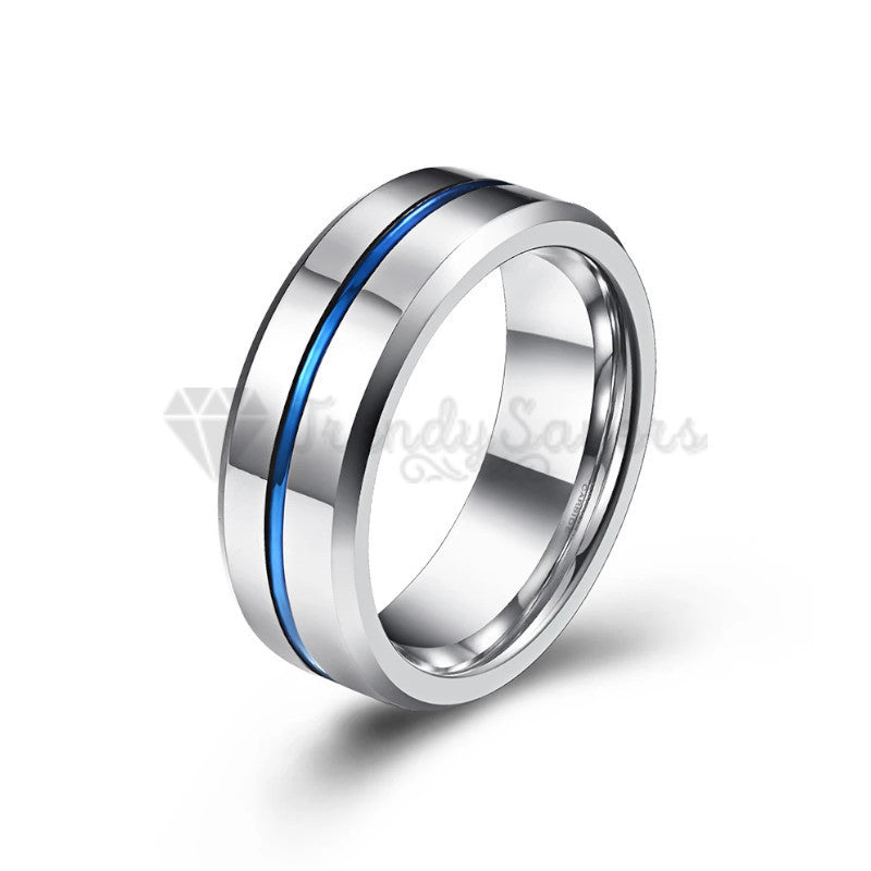 Silver and blue wedding on sale bands